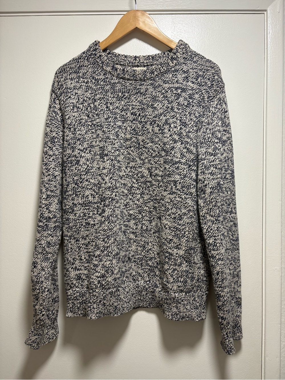 J. Crew Marled Navy and White Crewneck Sweater